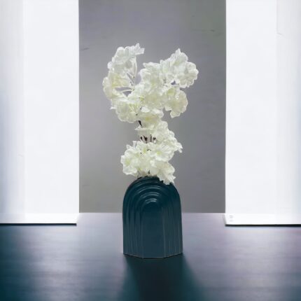 Ceramic Vase Teal Contour Rectangular